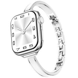 NEW Slim Silver/White Luxury Apple Watch Band